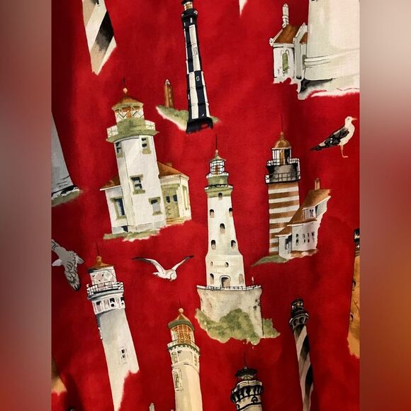 Lighthouse Vintage Jacket Size M Vacation Maine Spring Ocean Red - Picture 8 of 13